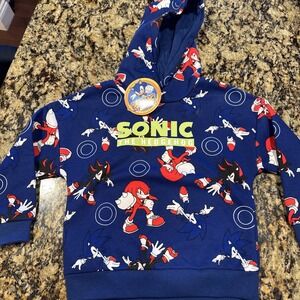 Sonic The Hedgehog And Knuckles Pullover Hooded Sweatshirt 4-5 Youth NWT